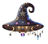 Spellshine 2D Magical Witch Hat Halloween Sun Catcher, Acrylic Gothic Window Decor, Rainbow Light Effect (02)
