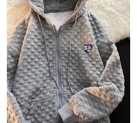 Spelonify Pure Color Waffle Hoodie Regular Length Top Spring | Waffle texture fabric, loose for fit design, hooded style, pure color, suitable for daily wear