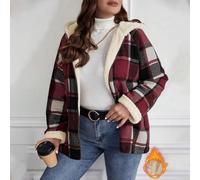 Spelonify Retro Striped Polyester Coat for Women Thick Warm Jacket | Soft velvet fabric, stripe print design, long sleeves, regular length, moderate elasticity