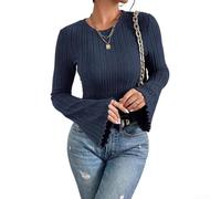 Spelonify Solid Color Long Sleeve Blouse Spring Autumn | Pure color design, round neck style, long sleeves, suitable for daily wear, home comfort