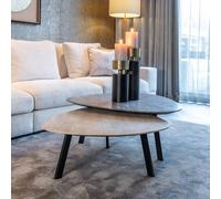 Spencer Coffee Table - Set of 2 - Triangle - Beige and Sand - Travertine and Metal