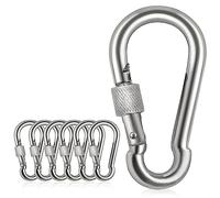 Spencer Locking Carabiner Clips 3.15'' 6 Pack-304 Premium Stainless Steel Thumb Screw Carabiner Clip Heavy Duty For Outdoor, Camping, Hiking, Swing, Gym, Dog Leash, silver
