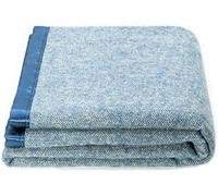 Spencer & Whitney Herringbone Wool Throw Blanket - Blue, Queen Size