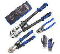 SPENDINS 3-Piece Bolt Cutter Set, 14" Heavy Duty Bolt Cutters, 8" Mini Bolt Cutters and 8" Wire Rope Cutter with Carrying Case, Ergonomic Handles, Cr-V Blades for Cutting Locks, Chains, Iron Wire