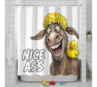 Spenlife Funny Donkey Shower Curtain, Nice Ass Bathroom Decor, Cute Donkey Wearing Duck Shower Cap with Rubber Ducky, Humorous Bathroom Accessories, Waterproof Polyester Fabric, 72x72 Inch.