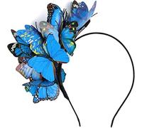 Spenlly Butterfly Fascinator Headband Monarch Festival Wedding Tea Party Headpiece for Women Girls (A-Blue, One Size)