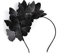 Spenlly Butterfly Fascinator Headband Monarch Festival Wedding Tea Party Headpiece for Women Girls (A-Black, One Size)