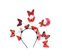 Spenlly Butterfly Fascinator Headband Monarch Festival Wedding Tea Party Headpiece for Women Girls (B-Red, One Size)
