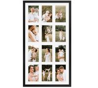 SPEPLA 12 Opening 4x6 Black Collage Picture Frames, Multiple Frames for Displaying 6x4 Photos with White Mat(1 Pack)