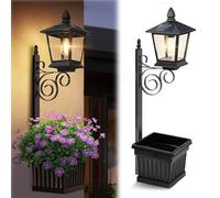 SPEPROECO 2-in-1 Outdoor Flower Pots, Waterproof Solar Lamp Post Light with Planter, Auto On/Off, Wall Mount or Freestanding Decorative Solar Lamp for Garden, Patio, Front Porch, Back Door