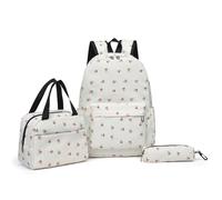 SPEPROECO 3PCS Floral Aesthetic School Bags Set for Girls Age 8-11, Large Capacity Preppy Backpack with Lunch Bag, Crossbody Bag & Pencil Bag for Elementary, Middle & High School