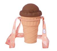 SPEPROECO 500ML Water Bottle with Straw Ice Cream Shape Drinking Water Bottle Leakproof Cute Water Bottles with Adjustable Strap for Kids
