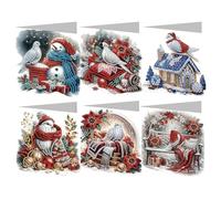 SPEPROECO 6PCS DIY Diamond Painting Christmas Greeting Card with Envelopes, Diamond Painting Blank Art Greeting Cards for Xmas Birthday, Glitter Greeting Card Xmas Art Craft for Kids Gifts