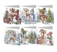 SPEPROECO 6PCS DIY Diamond Painting Christmas Greeting Card with Envelopes, Diamond Painting Blank Art Greeting Cards for Xmas Birthday, Glitter Greeting Card Xmas Art Craft for Kids Gifts