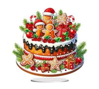 SPEPROECO DIY Diamond Art Painting Christmas Decorations, 5D Diamond Art Table Decoration with Christmas Gingerbread Man Elements, Christmas Stand Desktop Ornaments for Home Office