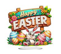 SPEPROECO DIY Easter Tabletop Decor Diamond Art Painting Kit Hello Easter Bunny Stand Up Ornament Rhinestone Desk Placement Ornament Gem Painting Craft Kit for Kids Easter Party Favor