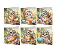 SPEPROECO Easter Diamond Painting Card Making Kits for Adults, 6pcs Easter Diamond Art Cards DIY Handmade Diamond Painting Greeting Egg Bunny Card with Envelope 5d Gem Rabbit Painting Greeting Card