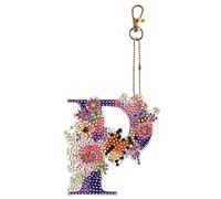 SPEPROECO Lar Keycn A-Z 26 Lette Bling Keycns for Women,Double Sid Full Drill 5D Key Ring Kits Initial Letter DIY Keycn Pendant coration