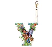 SPEPROECO Large Diamond Painting Keychain A-Z 26 Letters Bling Keychains for Women,Double Sided Full Drill 5D Diamond Painting Key Ring Kits Initial Letter DIY Keychain Pendant Decoration