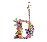SPEPROECO Large Diamond Painting Keychain A-Z 26 Letters Bling Keychains for Women,Double Sided Full Drill 5D Diamond Painting Key Ring Kits Initial Letter DIY Keychain Pendant Decoration
