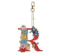 SPEPROECO Large Diamond Painting Keychain A-Z 26 Letters Bling Keychains for Women,Double Sided Full Drill 5D Diamond Painting Key Ring Kits Initial Letter DIY Keychain Pendant Decoration