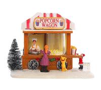 SPEPROECO Luminous Christmas Village Scene Miniature LED Ornaments - Resin Popcorn Cart, Music, Gifts for Adults & Kids