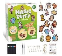 SPEPROECO Magic Foam Texture Painting Kit 3D Art Craft Aqua Puffs Paint Kit Sponge Canvas Art Supplies DIY Art Kits 2 Watercolor Brush Xmas Gift for Girls Boys Ages 3-10