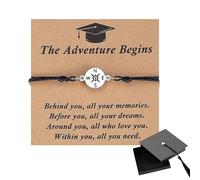 SPEPROECO Unique Grad Cap Box 2026 Graduation Gifts, Compass Graduation Bracelet with Blessing Card, Adjustable Unisex Bracelet Jewelry for Middle School, High School & College Grads