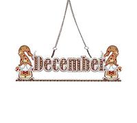 SPEPROECODiamond Painting Hanging Sign Month Calendar DIY Point Drill Diamond Painting Handmade Calendar Pendant Decor for Wall Window Door,January-December Calendar Wreath Decoration
