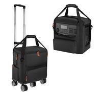 Speqerk Generator Cover Compatible with BLUETTI AC180, Soft Carrying Bag with Side Zipper, Adjustable Shoulder Strap (black, with wheels)