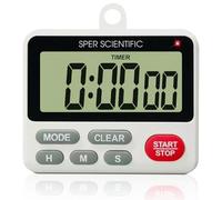 Sper Scientific 24-Hour Digital Lab + Kitchen Timer with LED Light 810001 - Precision Countdown Timer with Large Display, Loud Alarm & Clock Mode - for Cooking, Lab Experiments & More