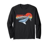 Sperm Whale Humpback Whale Dominica Retro Sunset Long Sleeve T-Shirt