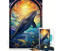 Sperm Whale Stained Glass 1000 Teenager Pieces Jigsaw Puzzle Brain Challenge Toy Home Activity Clear Cut Heartfelt Gift 38x26cm