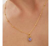 Spero London Amethyst Round Pendant Necklace With Beaded Chain in Sterling Silver
