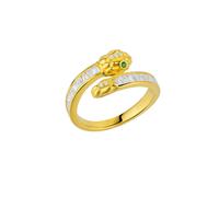 Spero London Baguette Snake Ring With Green Eyes in Sterling Silver - Gold - Gold