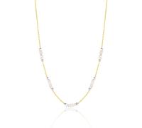 Spero London Baroque Pearl Beaded Sterling Silver Chain Necklace in Gold