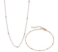 Spero London Bead Chain Sterling Silver Satellite Necklace and Bracelet Set - Rose Gold - Rose Gold
