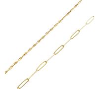 Spero London Bead Chain Twisted and Large Rectangular Chain Sterling Silver Bracelet Set - Gold - Gold