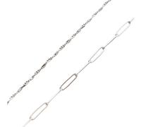 Spero London Bead Chain Twisted and Large Rectangular Chain Sterling Silver Bracelet Set - Silver - Silver
