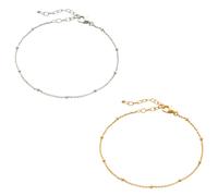 Spero London Bead Curb Chain Sterling Silver Adjustable Satellite Bracelet Set - Gold and Silver - Gold and Silver