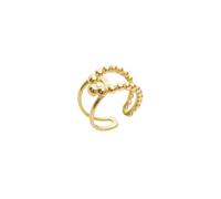 Spero London Beaded Intercepting Circle Sterling Silver Adjustable Ring - Gold - Gold