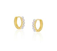 Spero London Beaded White Opal Huggie Hoop Earrings