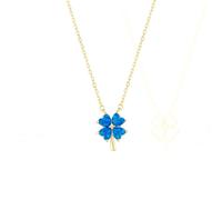 Spero London Blue Opal Four Leaf Clover Sterling Silver Necklace - Gold - Gold