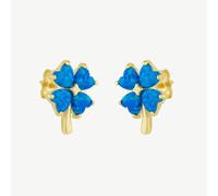 Spero London Blue Opal Four Leaves Clover Sterling Silver Stud Earring - Gold - Gold