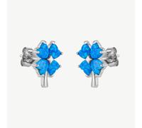 Spero London Blue Opal Four Leaves Clover Sterling Silver Stud Earring - Silver - Silver