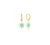 Spero London Blue Opal Northern Star Drop Hoop Earrings Sterling Silver - Gold - Gold