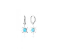 Spero London Blue Opal Northern Star Drop Hoop Earrings Sterling Silver - Silver - Silver