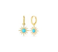 Spero London Blue Opal Sun Drop Hoop Earrings Sterling Silver - Gold - Gold