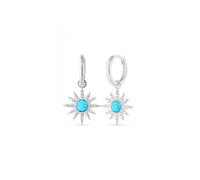 Spero London Blue Opal Sun Drop Hoop Earrings Sterling Silver - Silver - Silver