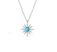 Spero London Blue Opal Sun Sterling Silver Necklace - Silver - Silver